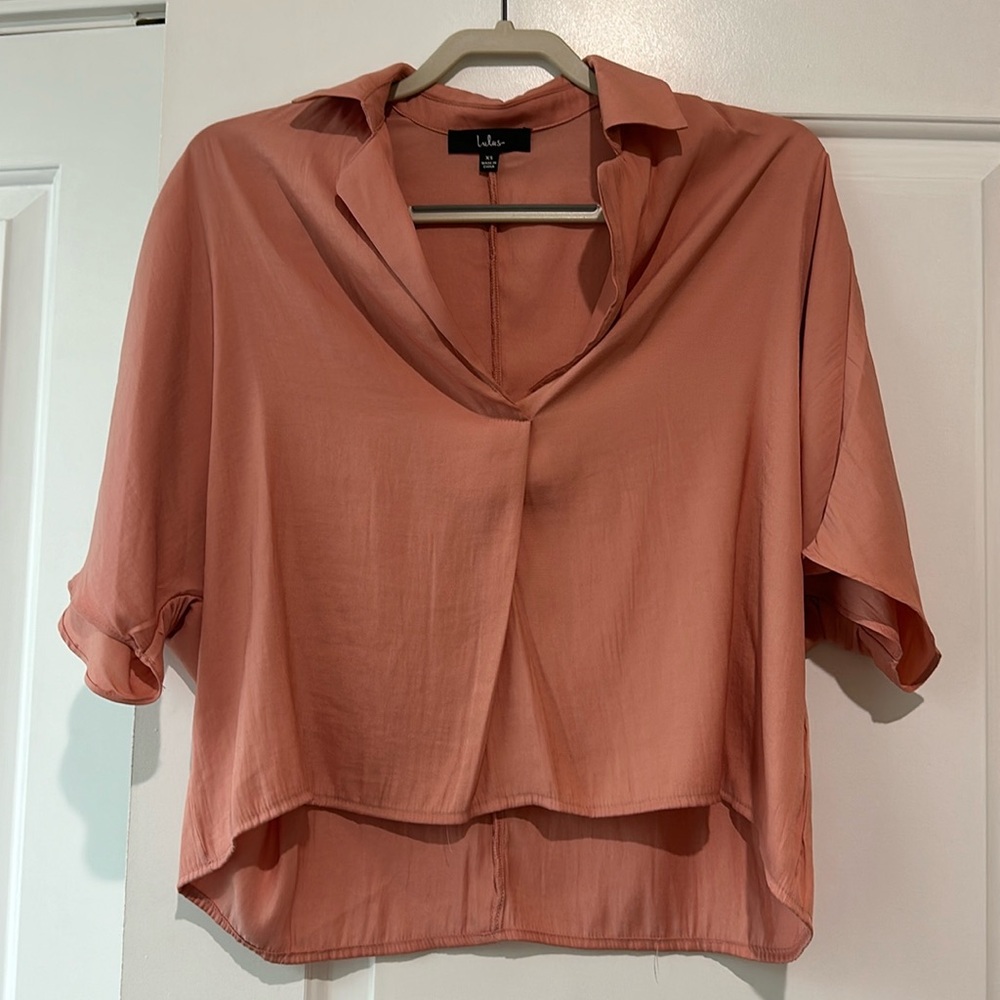 Lulus Satin Vneck Blouse